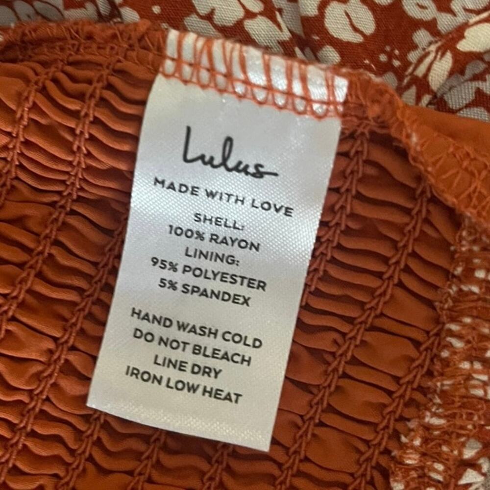 Lulu’s Summer Romance Rust Brown Floral Print Two-Piece Midi Dress Small Boho - Picture 13 of 13